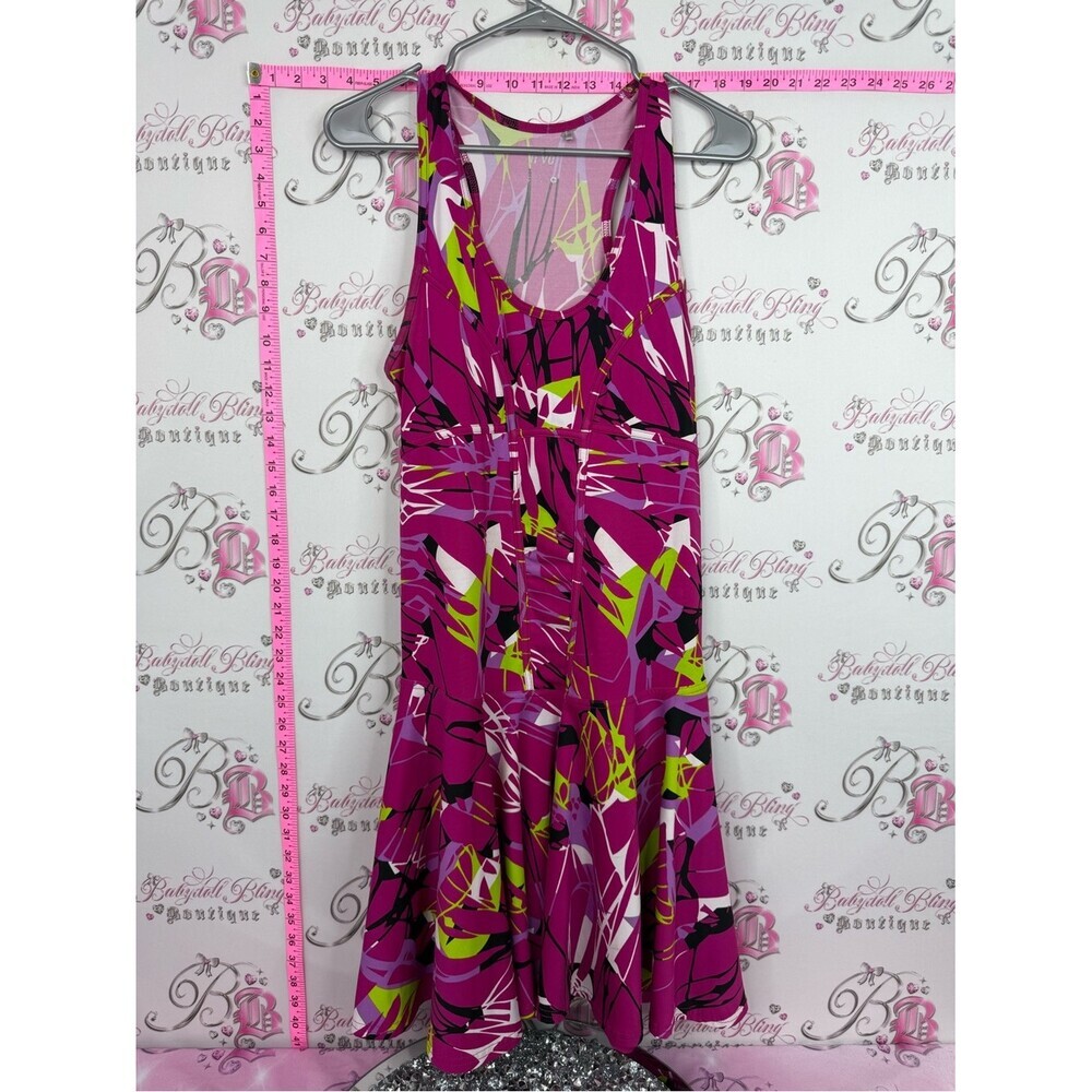 NIVO dress Sleeveless Magenta Abstract Midi Dress -